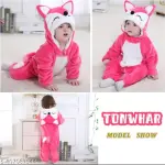 Kids romper jumpsuit panda style onesie diaper changing technique for baby boys and baby girls Pink