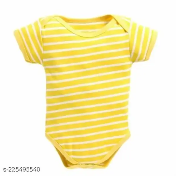 100% Cotton Baby Bodysuit Short Sleeve Half Romper Pack of 3 Soft & Comfortable for Kids Yellow