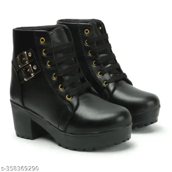 Boot Degine Style Casual Outdoor High Heel Ankle For Women black