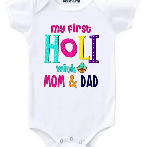 Holi Printed Baby Wear Romper Dress